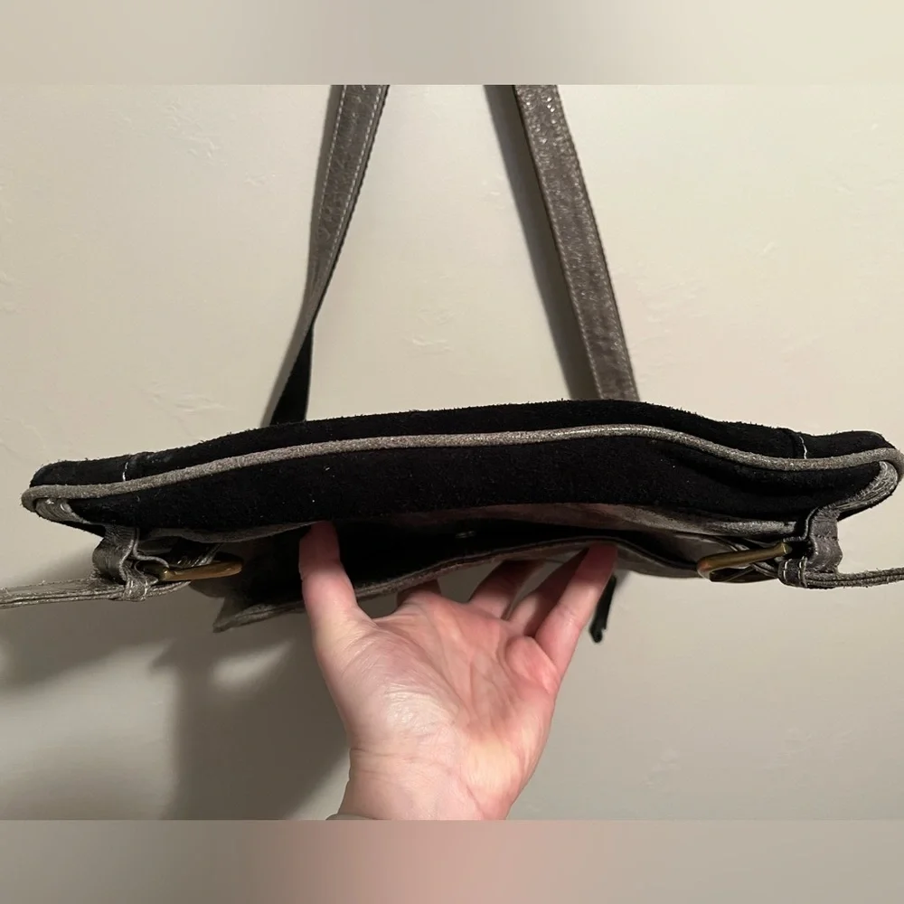 Sophia Visconti Purse Gray Suede And Patent Leather